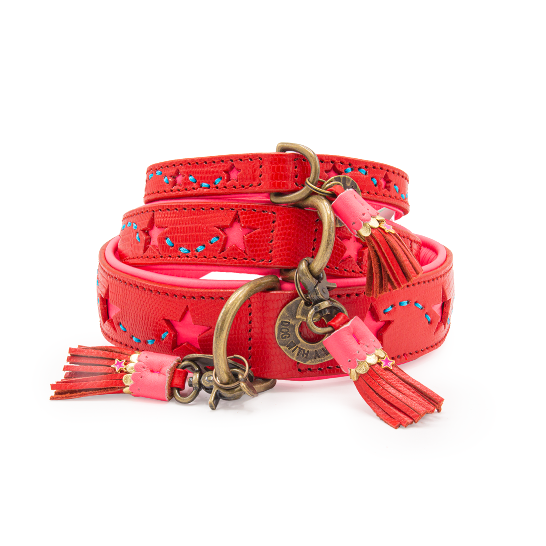 Stack of Urban Pink Star Collars on white background
