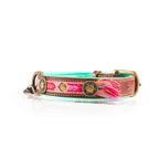 Dog collar with colorful design on a white background